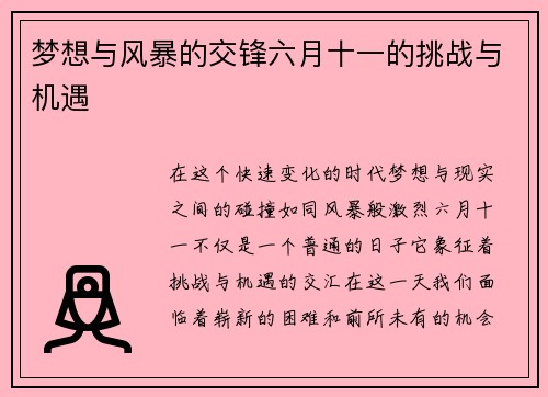 梦想与风暴的交锋六月十一的挑战与机遇