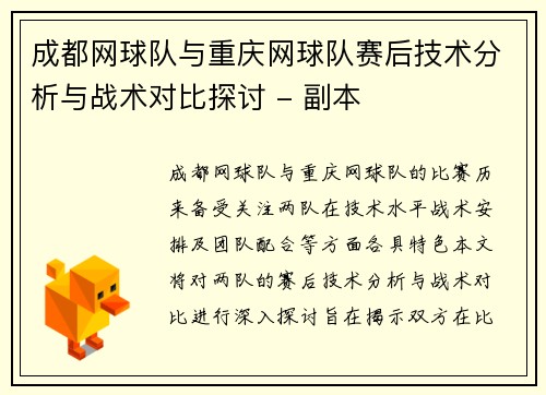 成都网球队与重庆网球队赛后技术分析与战术对比探讨 - 副本